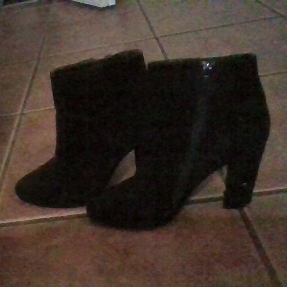 Black zip up boots with heels